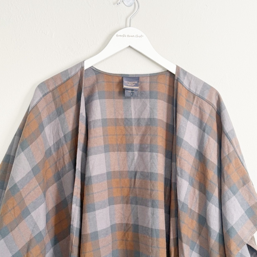TORRID X OUTLANDER Women’s Brown Multi Tartan Dolman Kimono Plaid Flannel Sz 1X - Picture 3 of 8